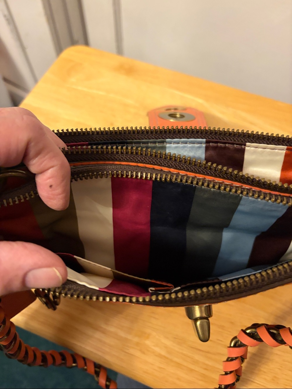 Orange Leather Shoulder Bag with Brass Hardware - Picture 4 of 5